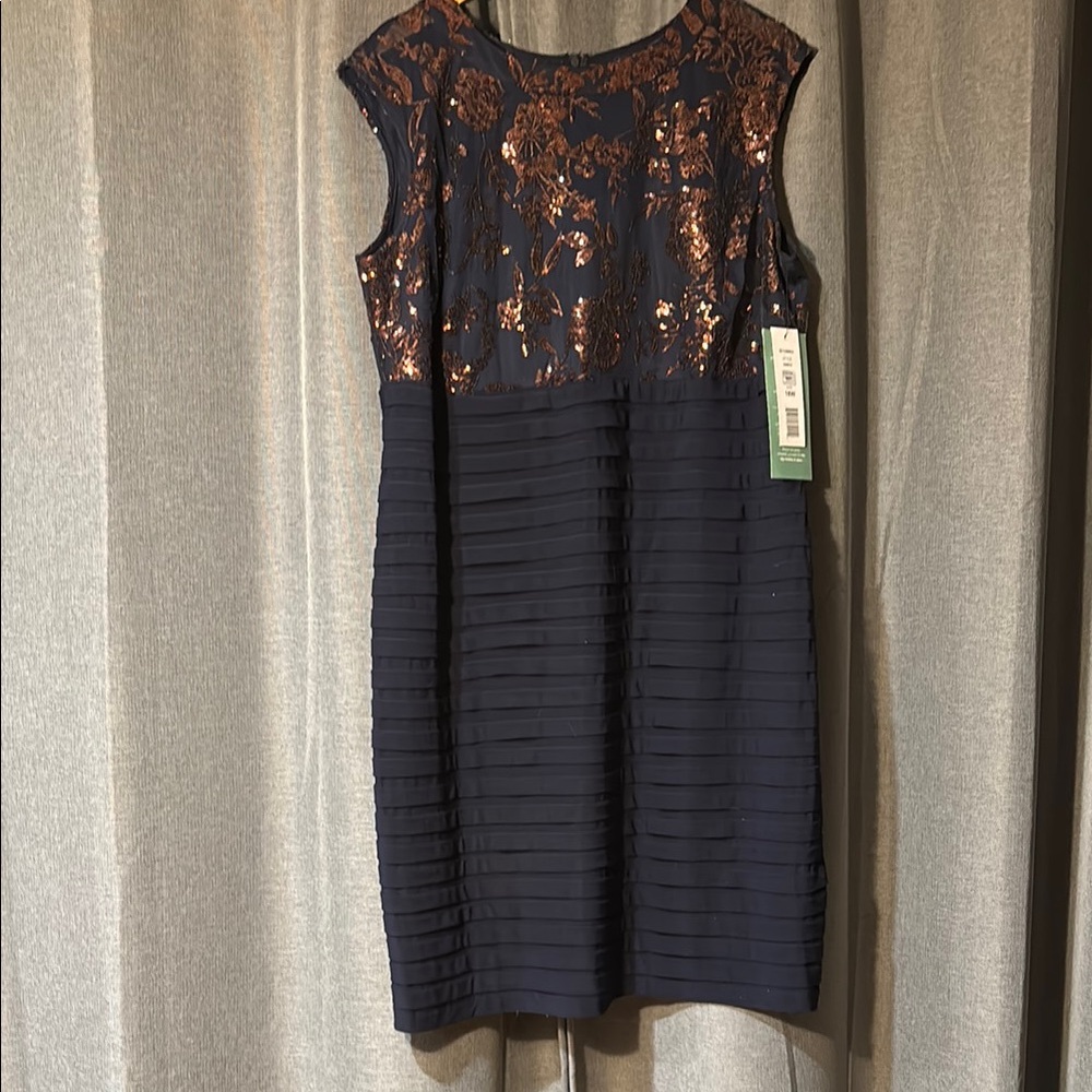 Scarlett Blue and Gold Embellished Sheath Mini Dress